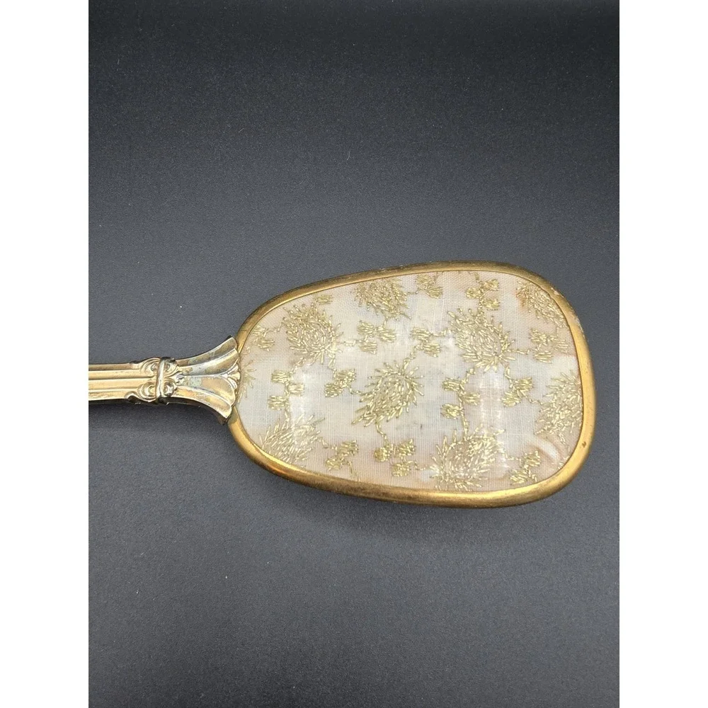 Vanity Vtg Antique Nylon Hair‎ Brush Gold Brass Tone USA